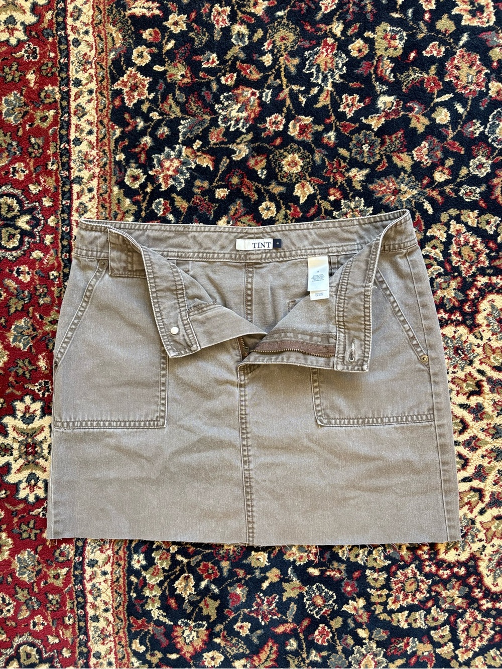 Cotton Mini Skirt in Taupe